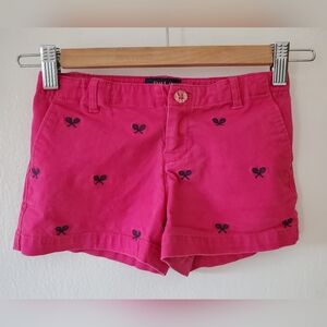 Polo Ralph Lauren Pink/navy Embroidered Tennis Chino Shorts Girls Sz.6
